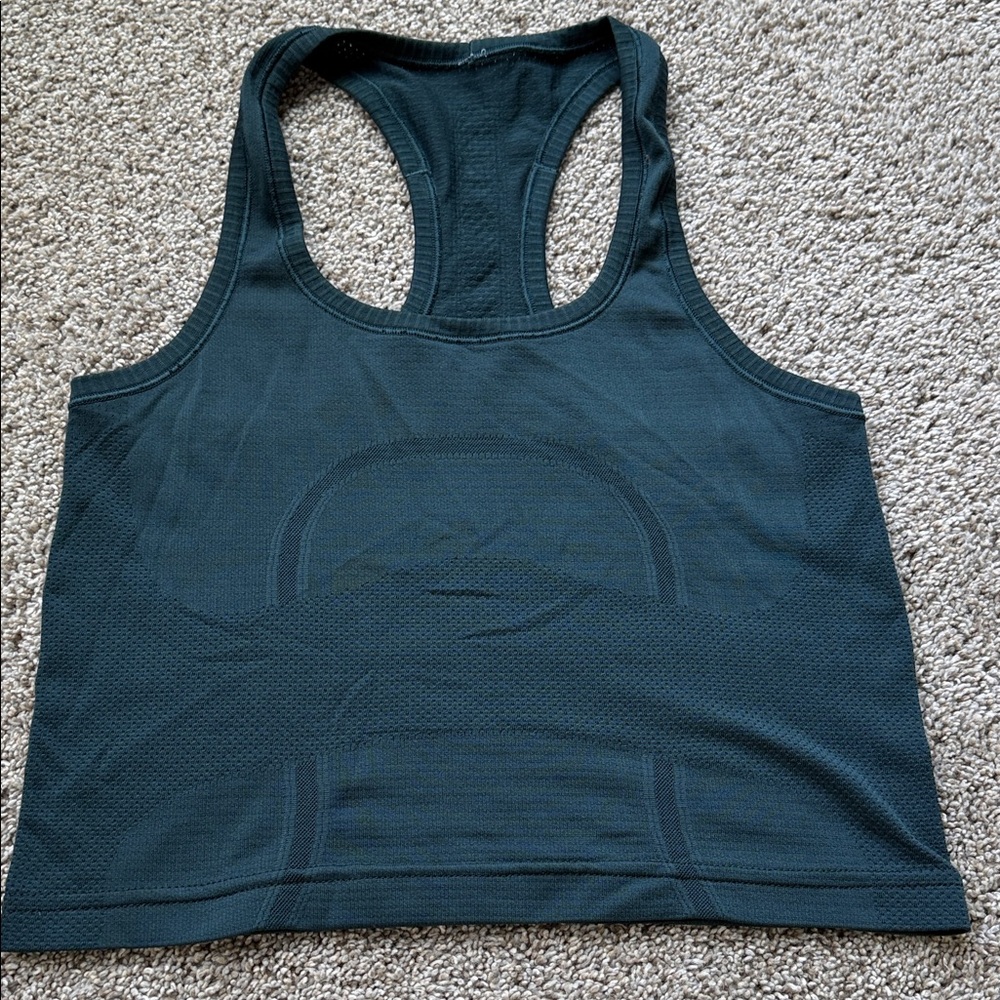 Lululemon Hunter Green Racerback Cropped Swiftly Athletic Tank sz 4